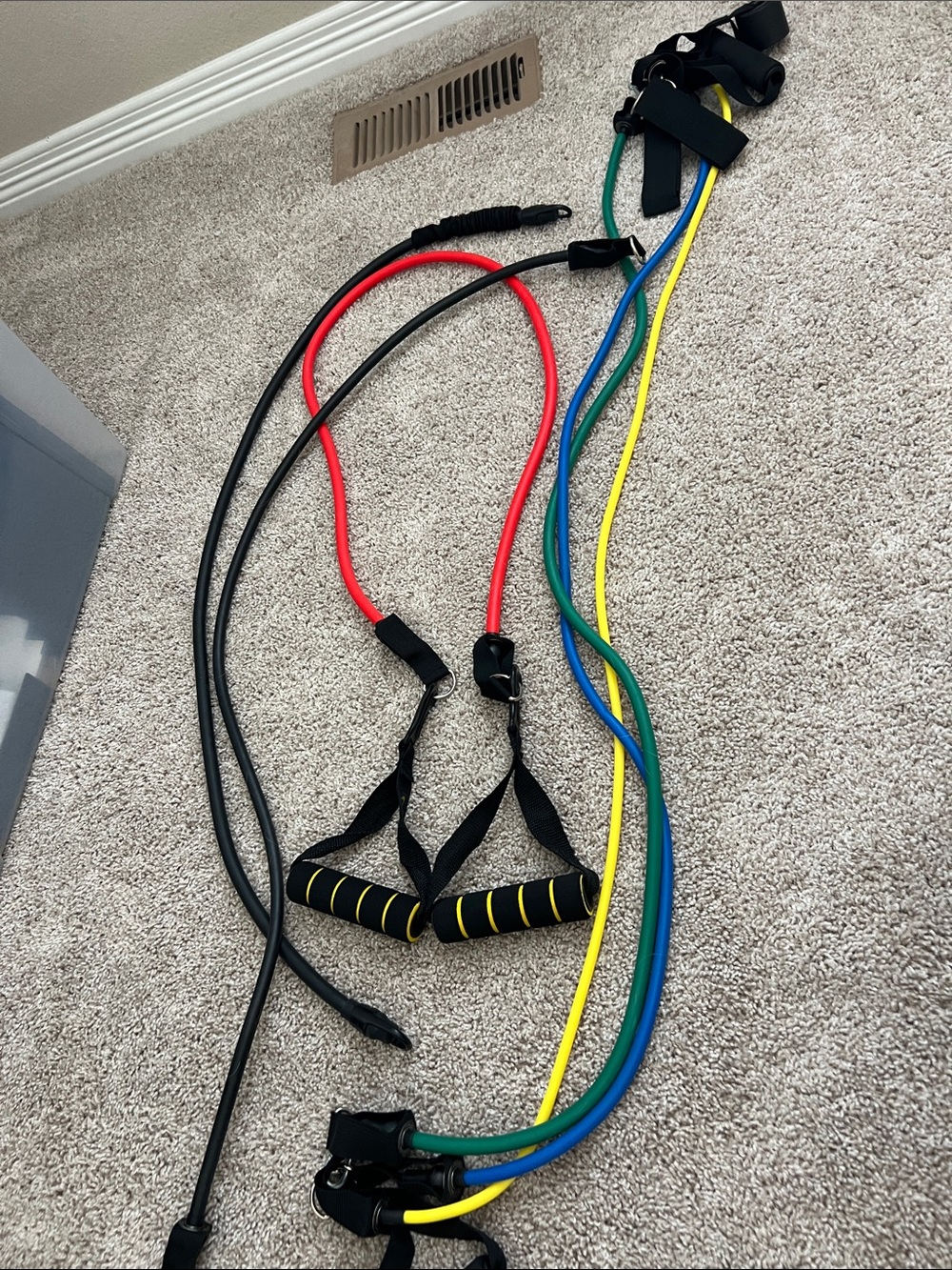 Set of Colorful Resistance Bands with Padded Handles